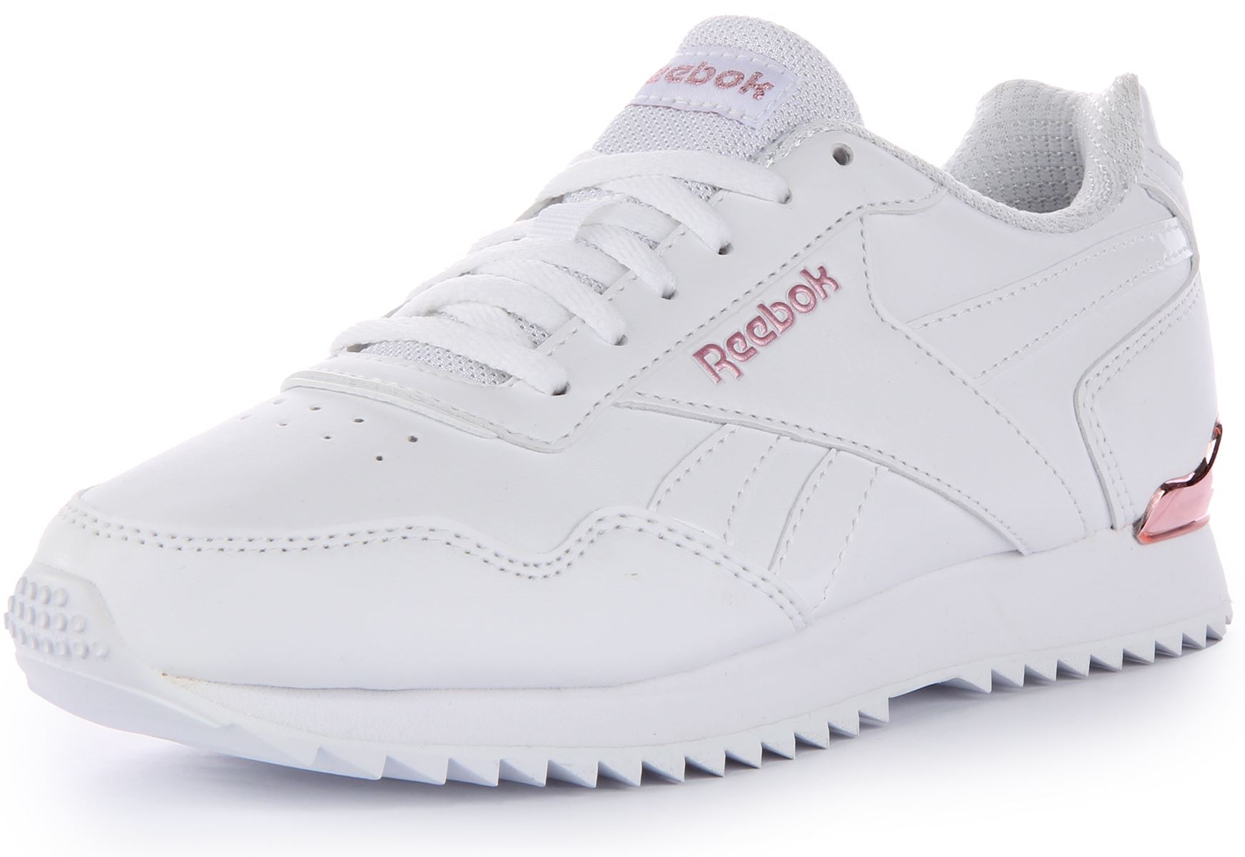 Reebok Royal Glide Ripple Ortholite Lace Up Sneaker White Gold Womens US 5 - 10
