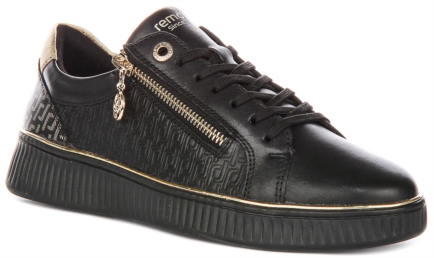 Remonte D2E00-03 Soft Zipper Lace Up Womens Trainer Black UK 3 - 8