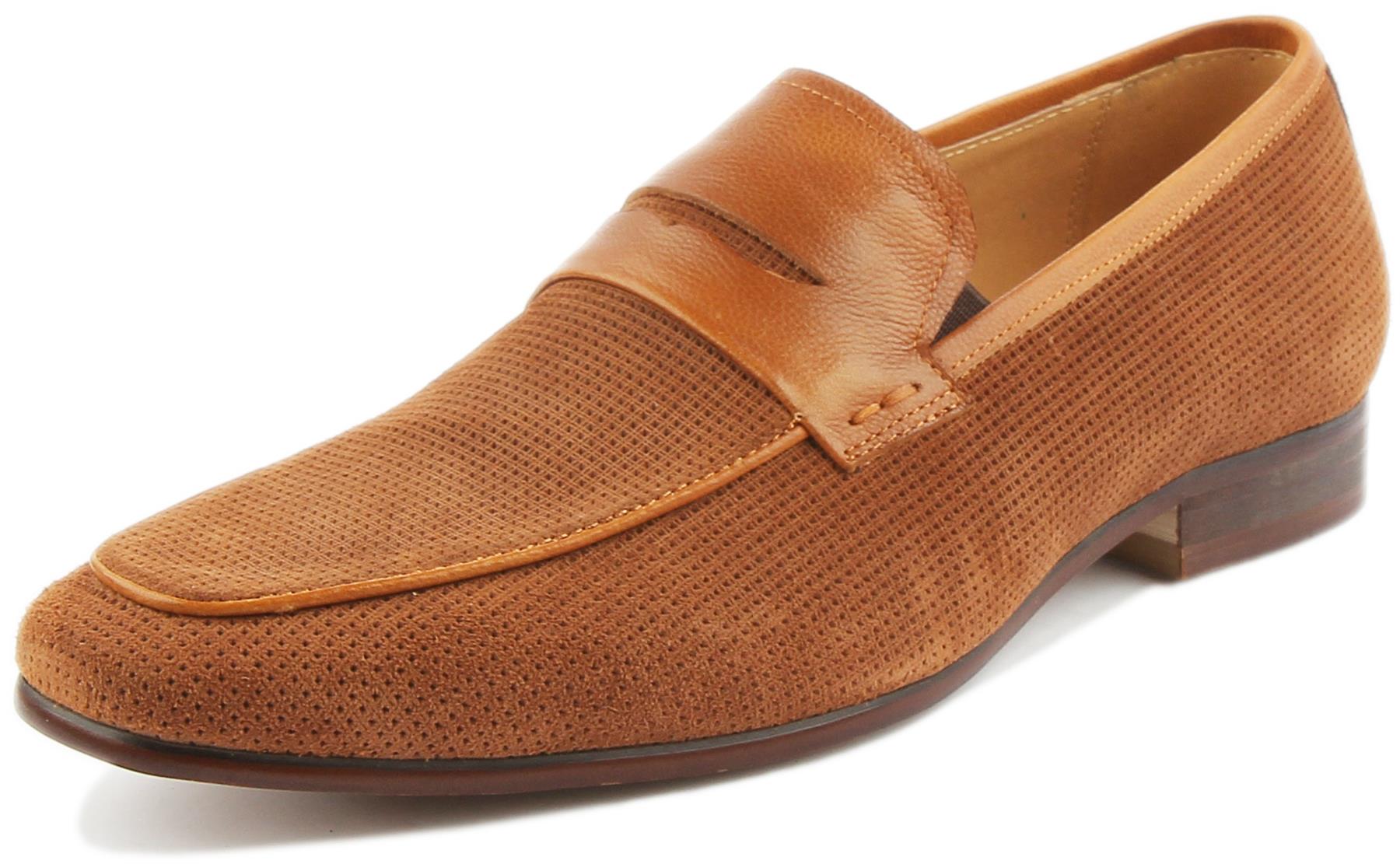 JUSTINREESS ENGLAND Mens Slip On Suede Loafers In Navy Size UK 6 12