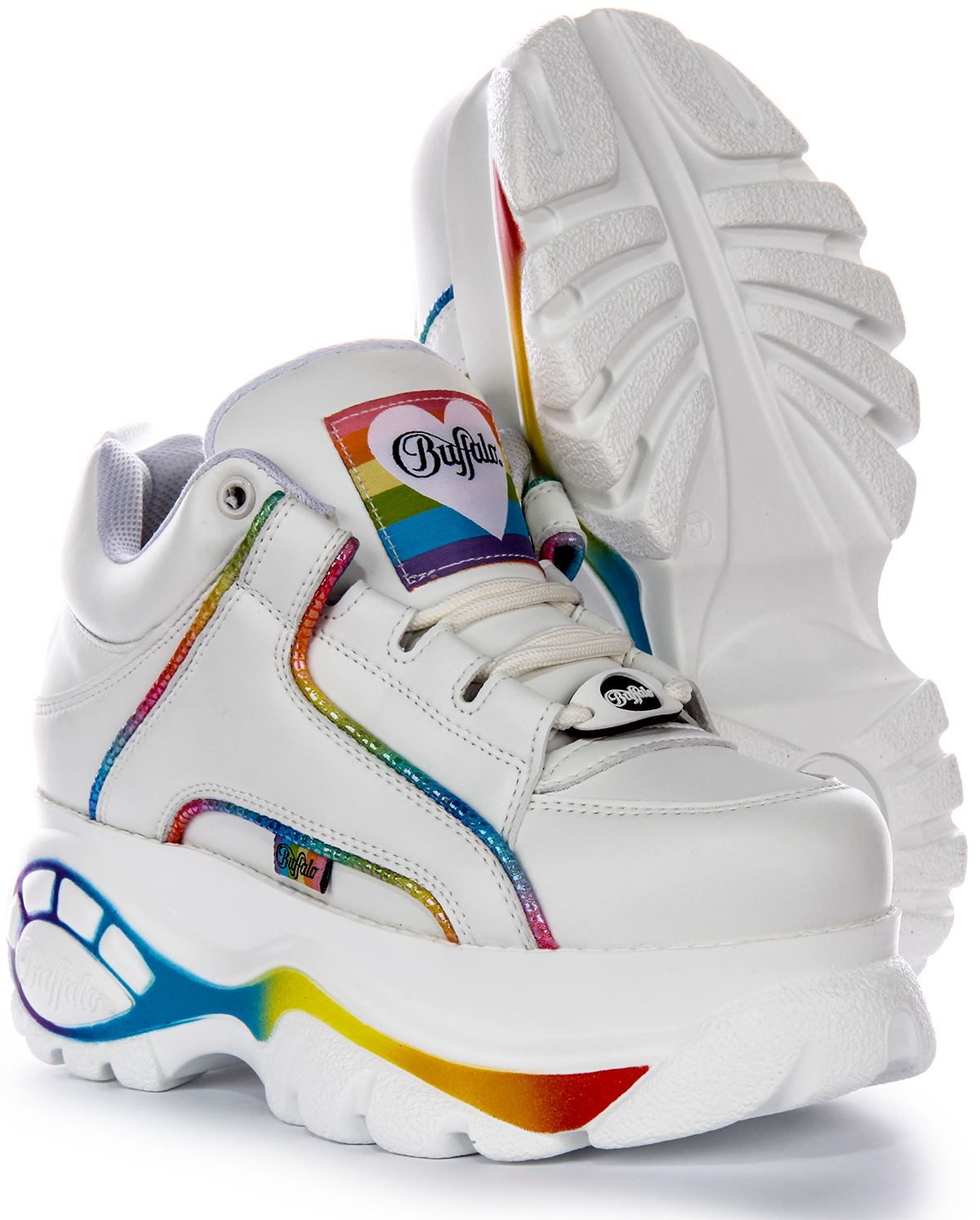 ★ BUFFALO ★ シューズ Buffalo 1339-14 2.0 Calf Skin Rainbow Womens Sneakers White