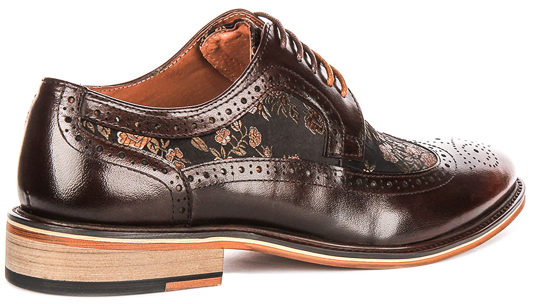 Justin Reess England Mens Leather Lace Up Premium Brogue Black Shoes US 7-15 - Picture 16 of 37