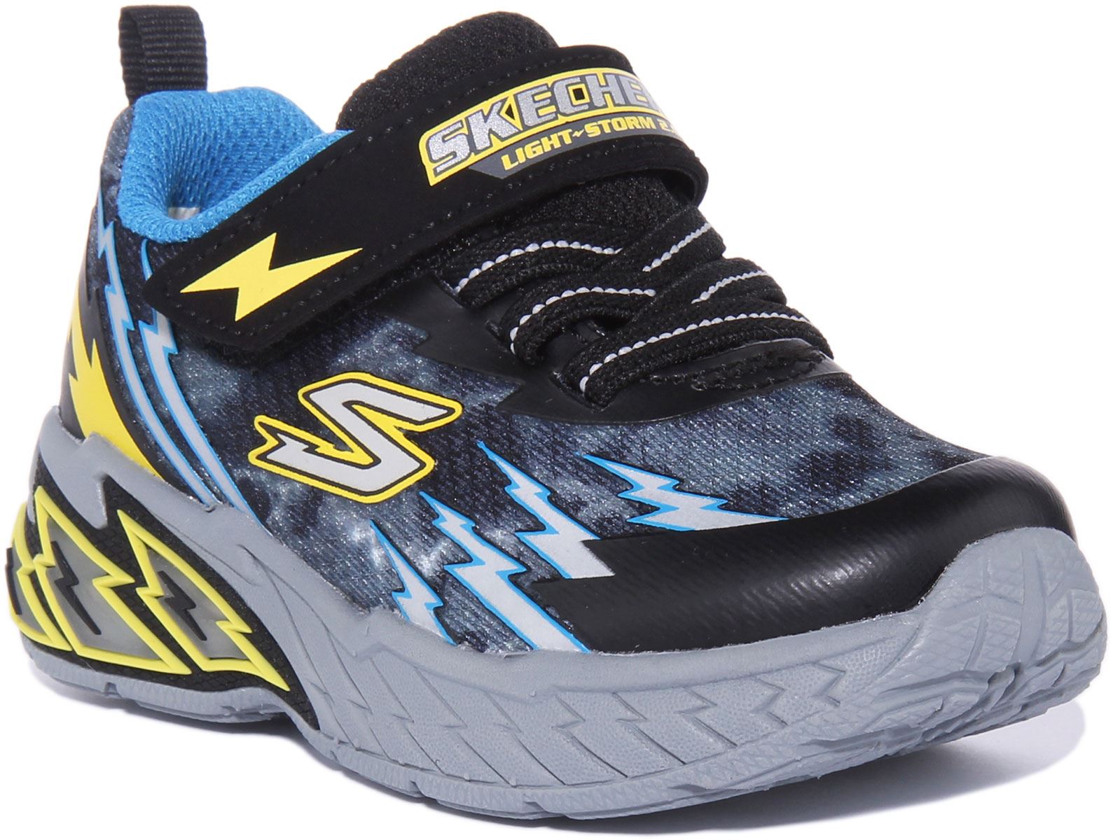 Skechers Light Storm Up Trainer Boys Shoes In Grey Black UK
