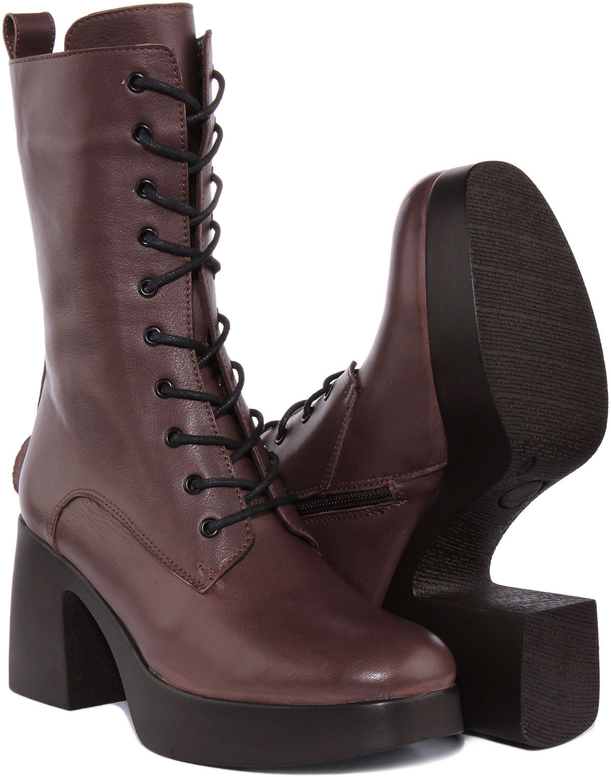 Justinreess England Frida Cuero Suave Botas de Plataforma Marrón Mujer EE. UU. 5 - 10 - Imagen 18 de 19
