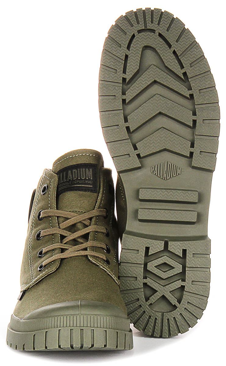 Palladium Pampa Sp20 Hi Trimmed Vegan Sports Mens Boot In Olive UK 4 - 12