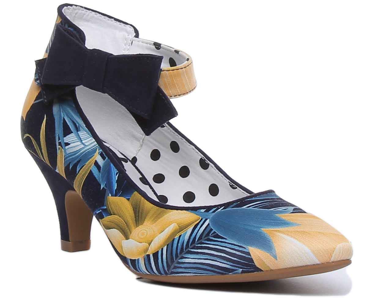 Ruby Shoo Eden Kitten Heel Palm Print 