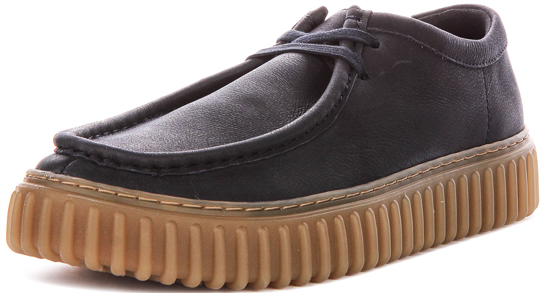 Clarks Torhill Lo Ribbed Leather Laced Mens Casual Shoes in Navy
