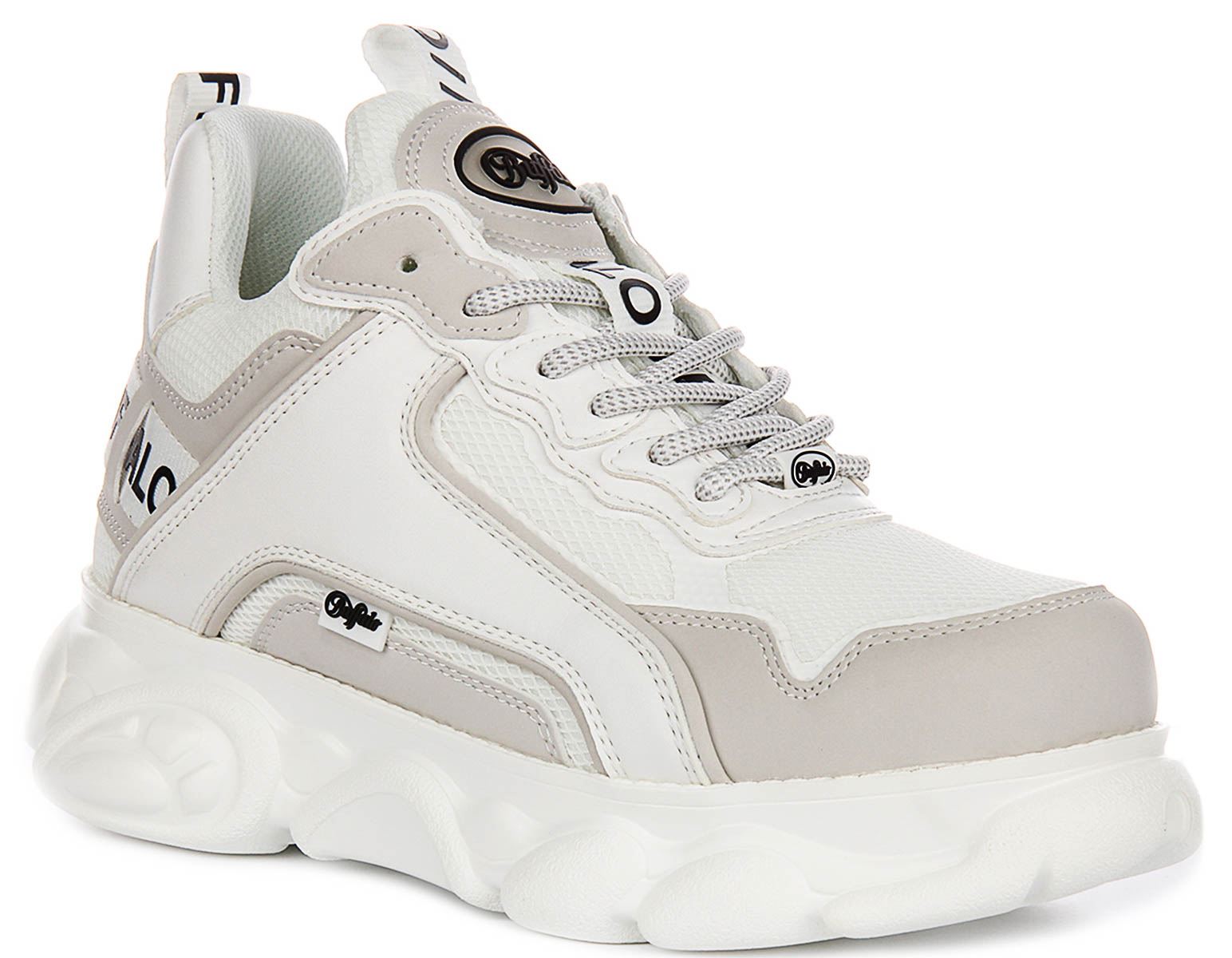 Buffalo Cloud Sole Plateau Vegane Schnürschuhe Herren Trainer In Weiß UK 7 - 11