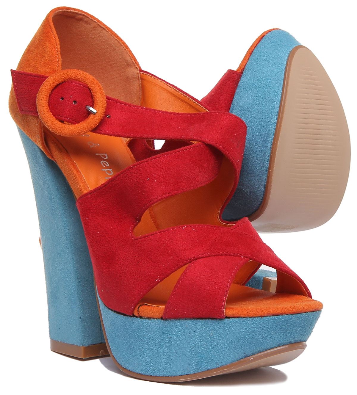 Sandalia de plataforma de tacón de bloque multicolor para mujer dama talla REINO UNIDO 3 - 8 - Imagen 12 de 18