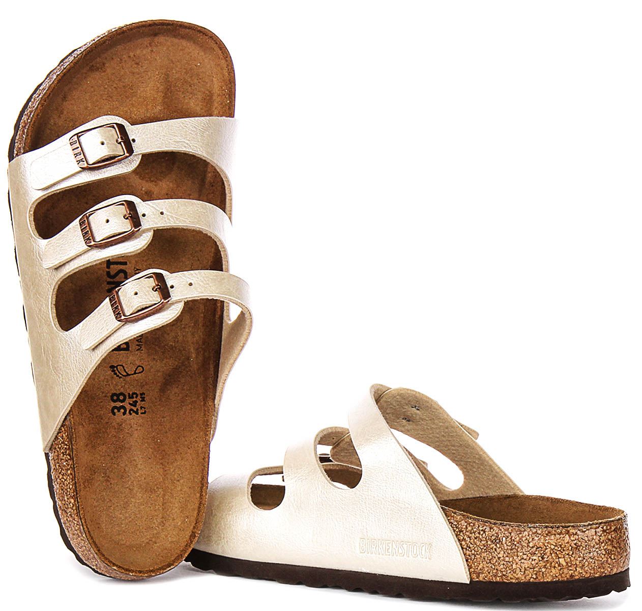 Birkenstock Florida Bs 3 Buckle Birko Flor Womens Sandal Pearl
