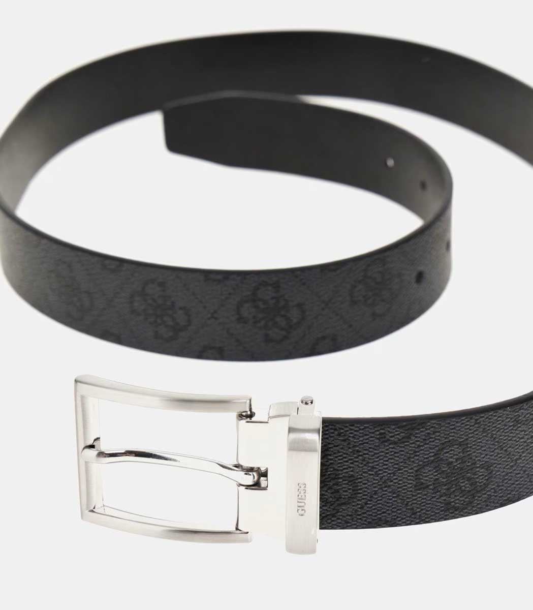 Guess Leather Silver Buckle Mens Belt In Black Size US M - L  display picture 3