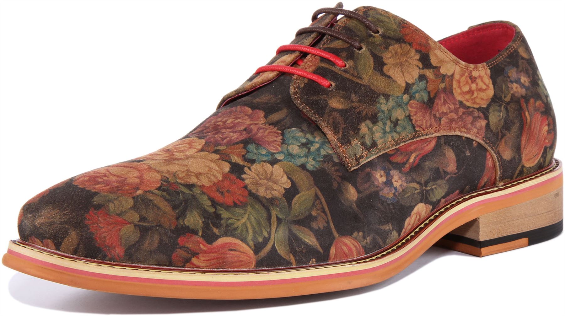 Justinreess England Ben Men Floral Print Oxford Shoe In Multi Colo Size UK 6 -13 - Picture 13 of 13