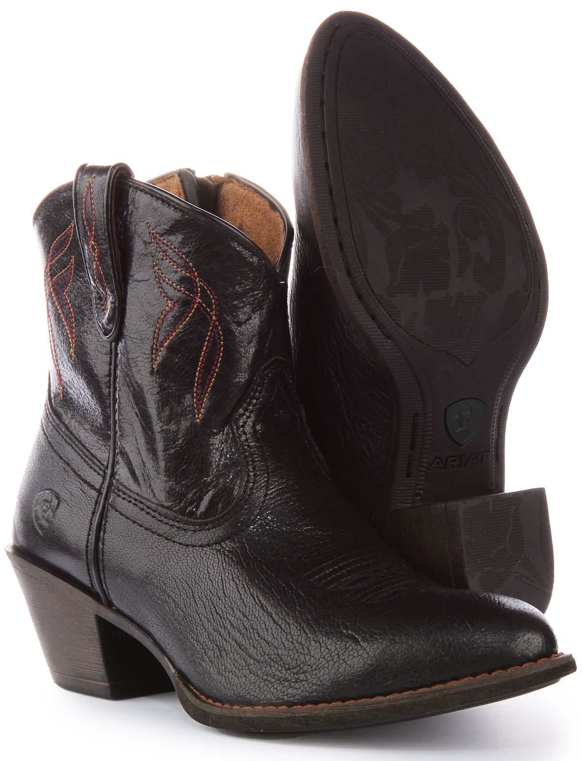 Ariat Darlin Western in schwarz vollkörniger kurzer Cowboy-Damenstiefel UK 3 - 8 - Bild 6 von 13