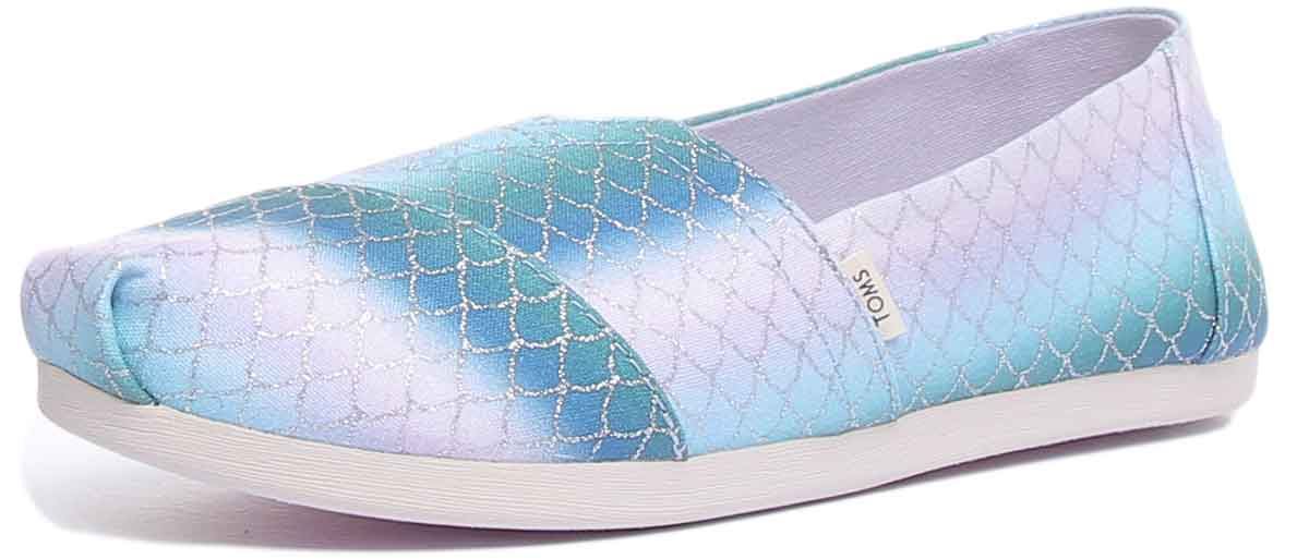 Toms Multi Iridescnt Scales Mermaid Print Classic In Multi Colo Size UK 3 - 8 - Picture 12 of 12