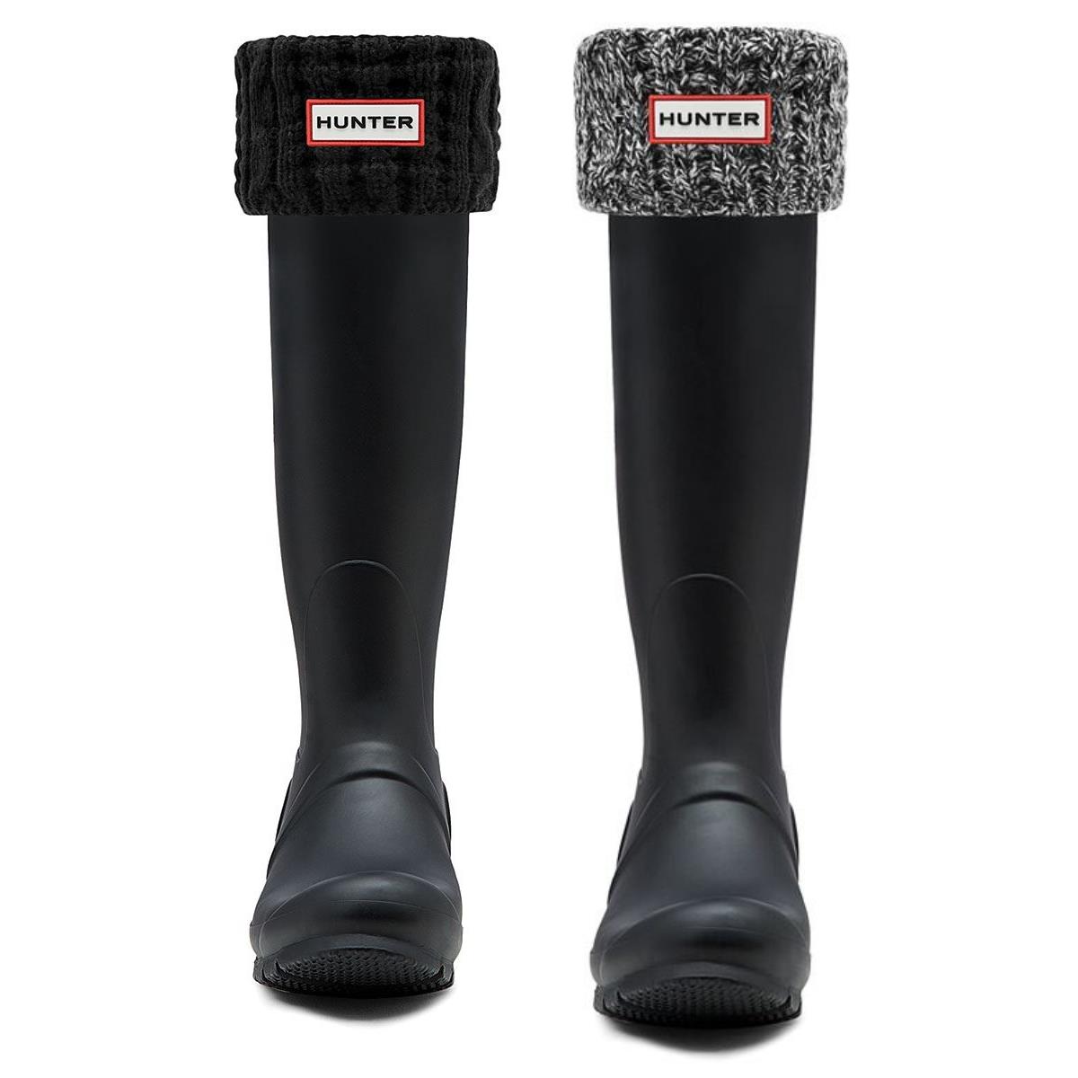 Hunter Roped Tall Knitted Welly Boot Womens Socks In Black US 5
