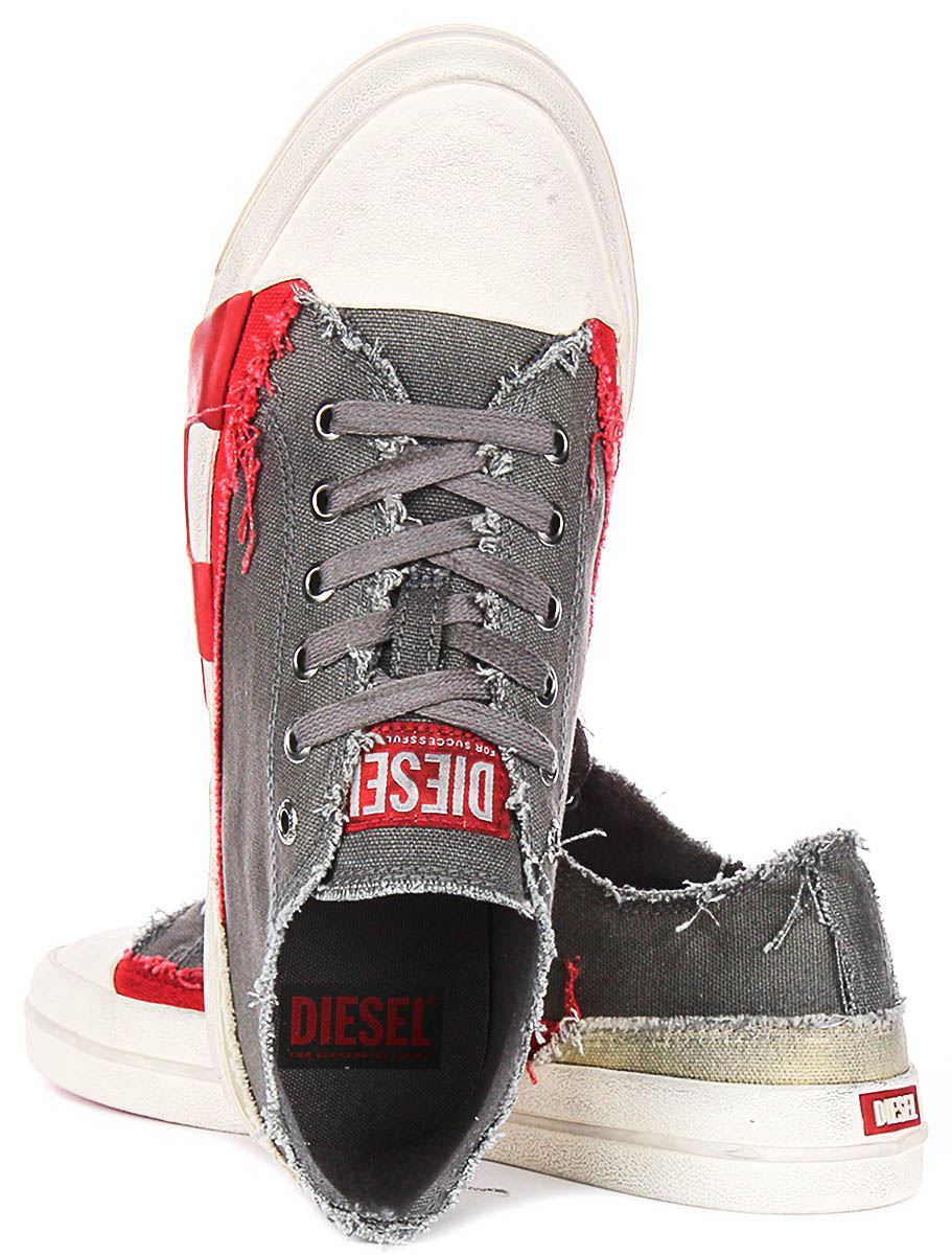 【DIESEL】S-D-Verse Low Grey Men's S-D-Verse-Dirty-effect canvas sneakers | Grey | Diesel