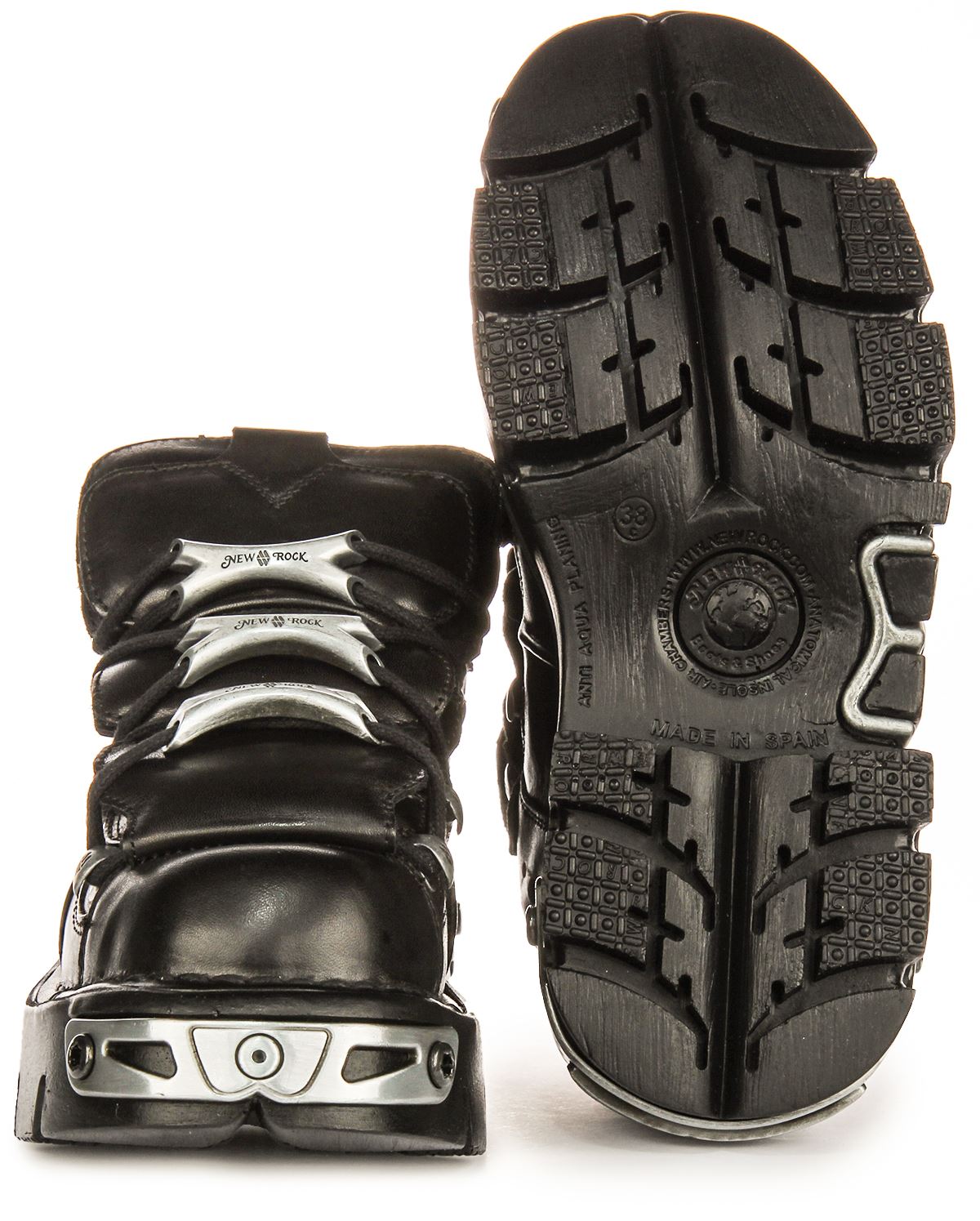 Newrock 106 Reactor Leather Lace Up Platform Womens Boot In Black 