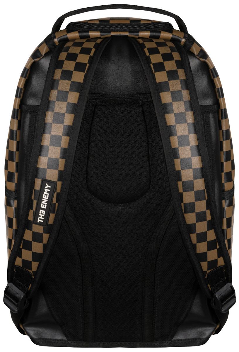 The Enemy Bcheck Durable Eco PU Leather Bagpack In Black Brown - Picture 8 of 10
