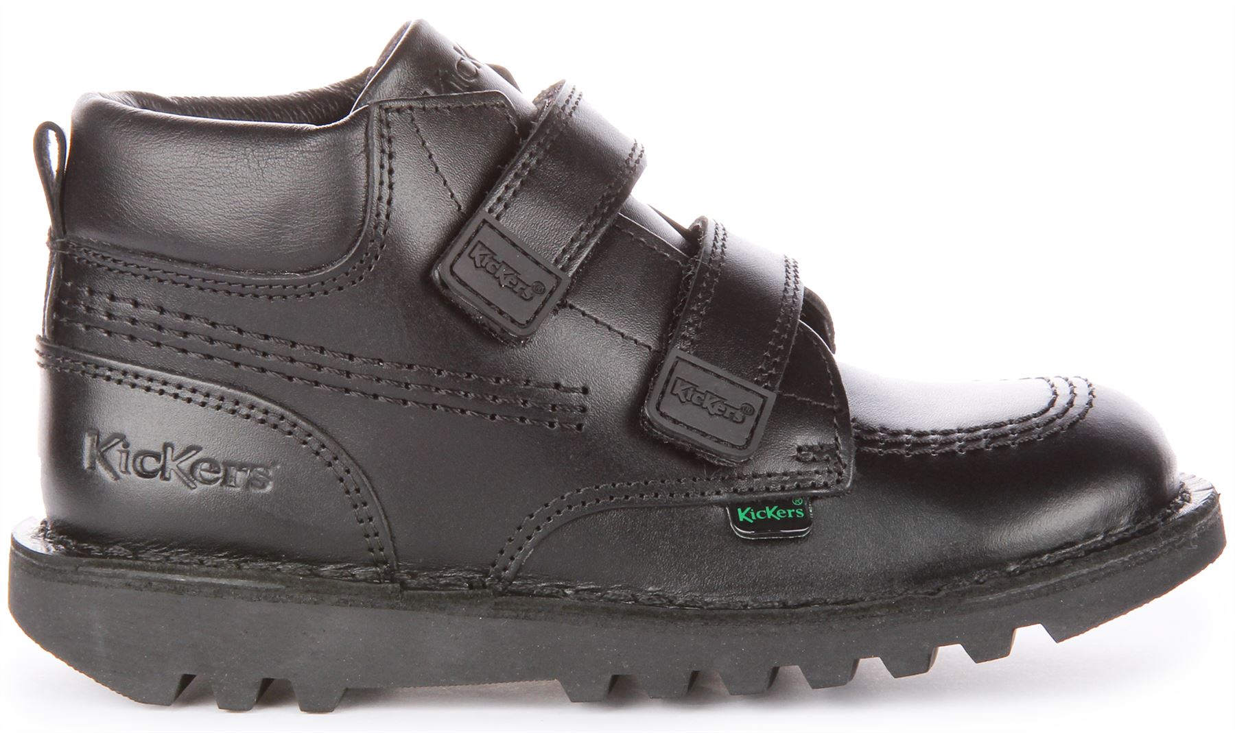 Kickers 1 17307 Hi Roll Leather Dual Strap School Boys Shoes Black UK 8 - 12 - Picture 8 of 12