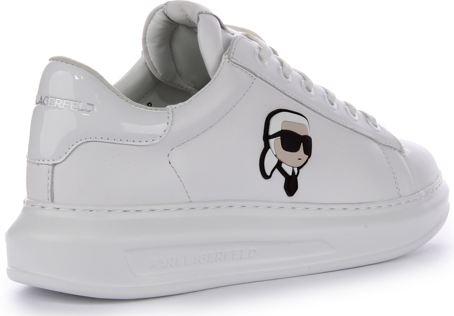 Karl Lagerfeld Kapri Lo Mid Cut Low Mens Sneakers White Mono UK 6 - 12