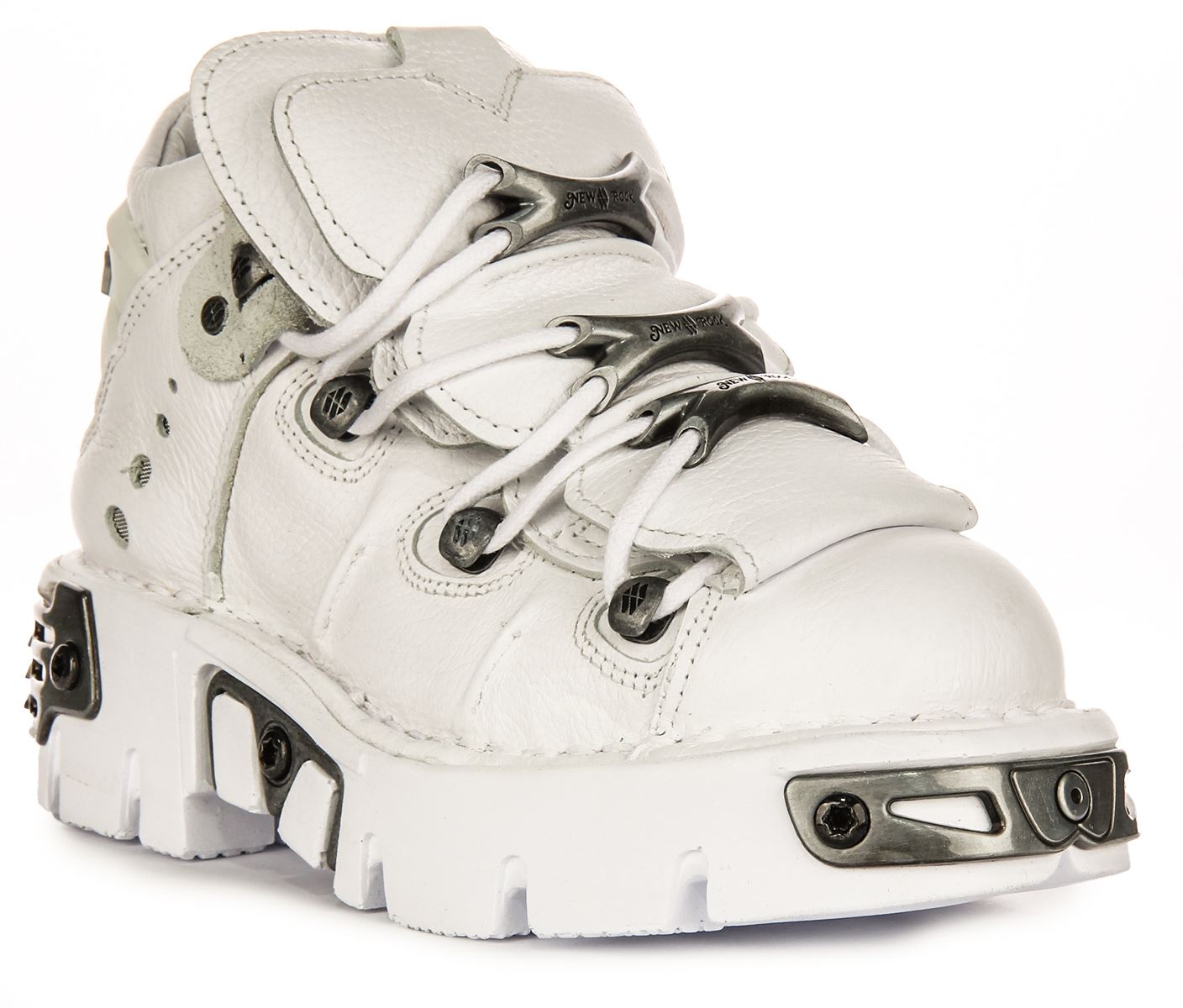 Newrock Reactor Leather Lace Up Platform Womeans Sneakers In White US 6- 13 - Picture 8 of 13