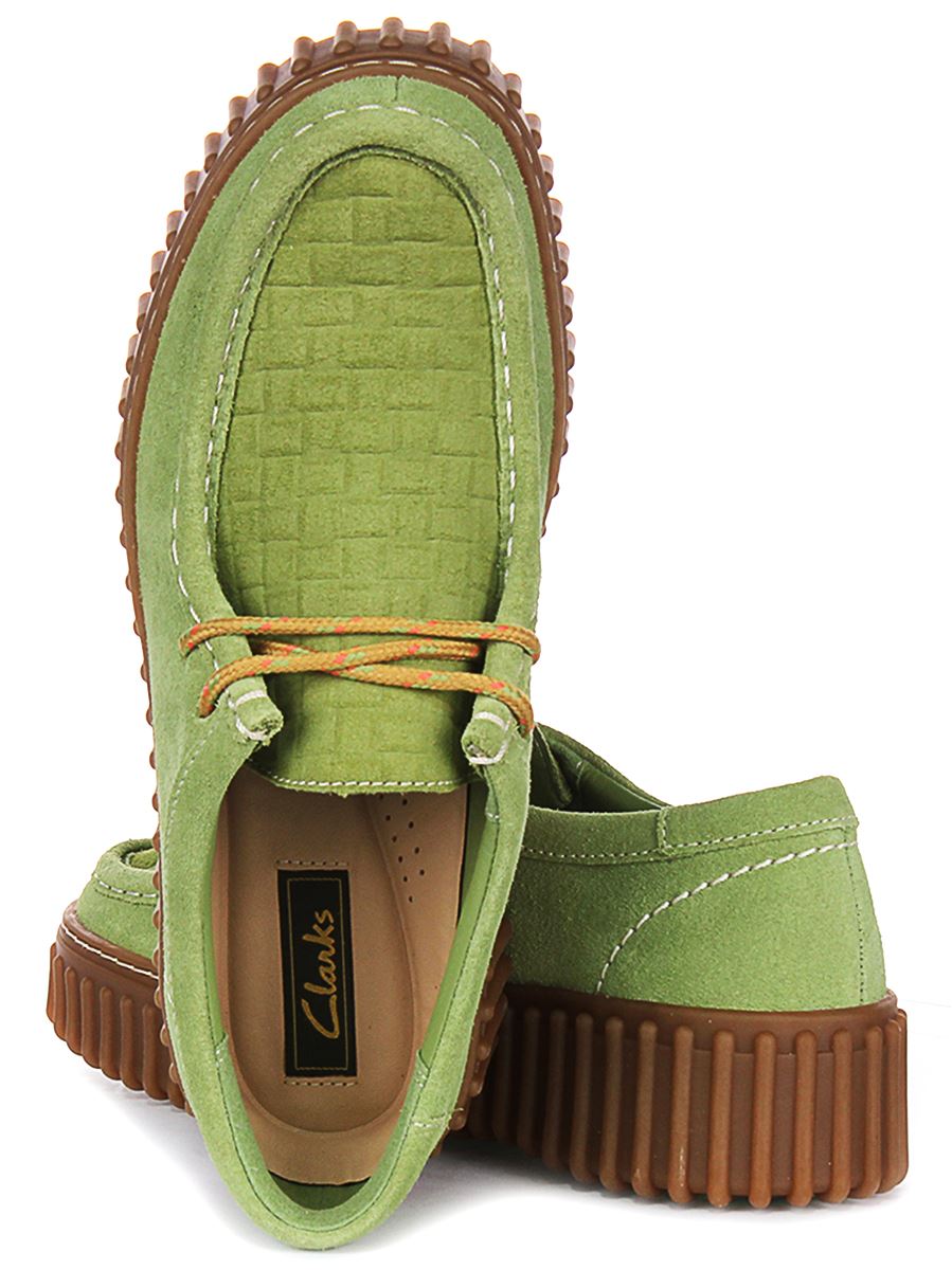 Clarks Torhill Bee Ribbed Outsole Sofe Suede Womens Shoe In Green