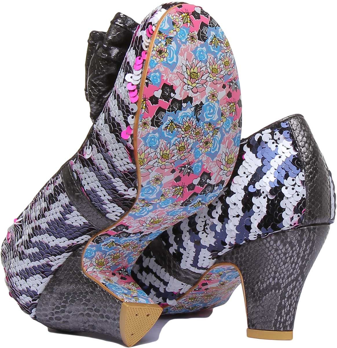 Irregular Choice Lady Ban Joe Pailletten Tierdruck in rosa weiß Größe UK 3 - 8 - Bild 10 von 12