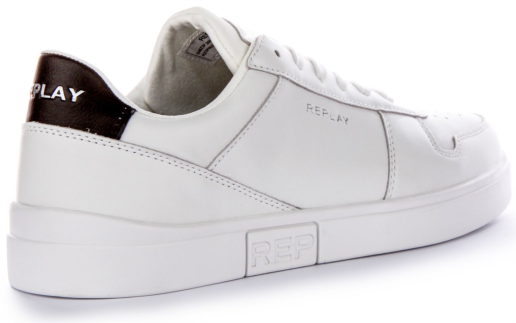 Replay Polys Court 3 Openwork Pattern Mens Trainer Shoe White Blue UK 6 - 12