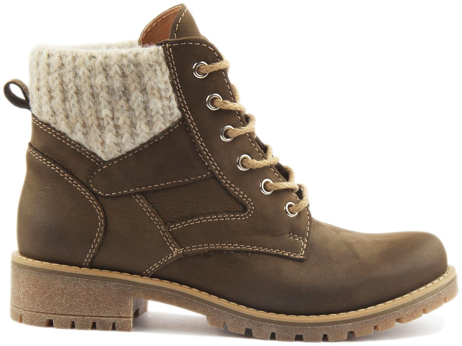 Botas de senderismo Justin Reece England Sophia de cuero para mujer en oliva talla UK 3-8 - Imagen 8 de 12