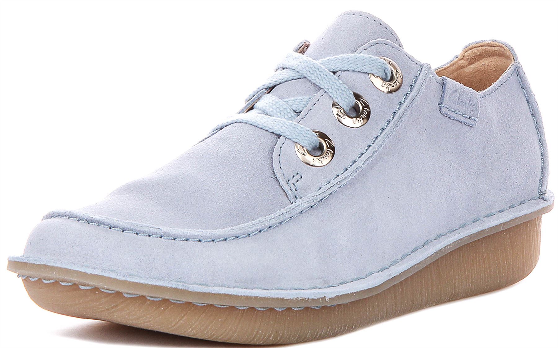 Clarks Funny Dream Vintage Stitch Lace Up Womens Trainer In Light Blue UK 6 - 11