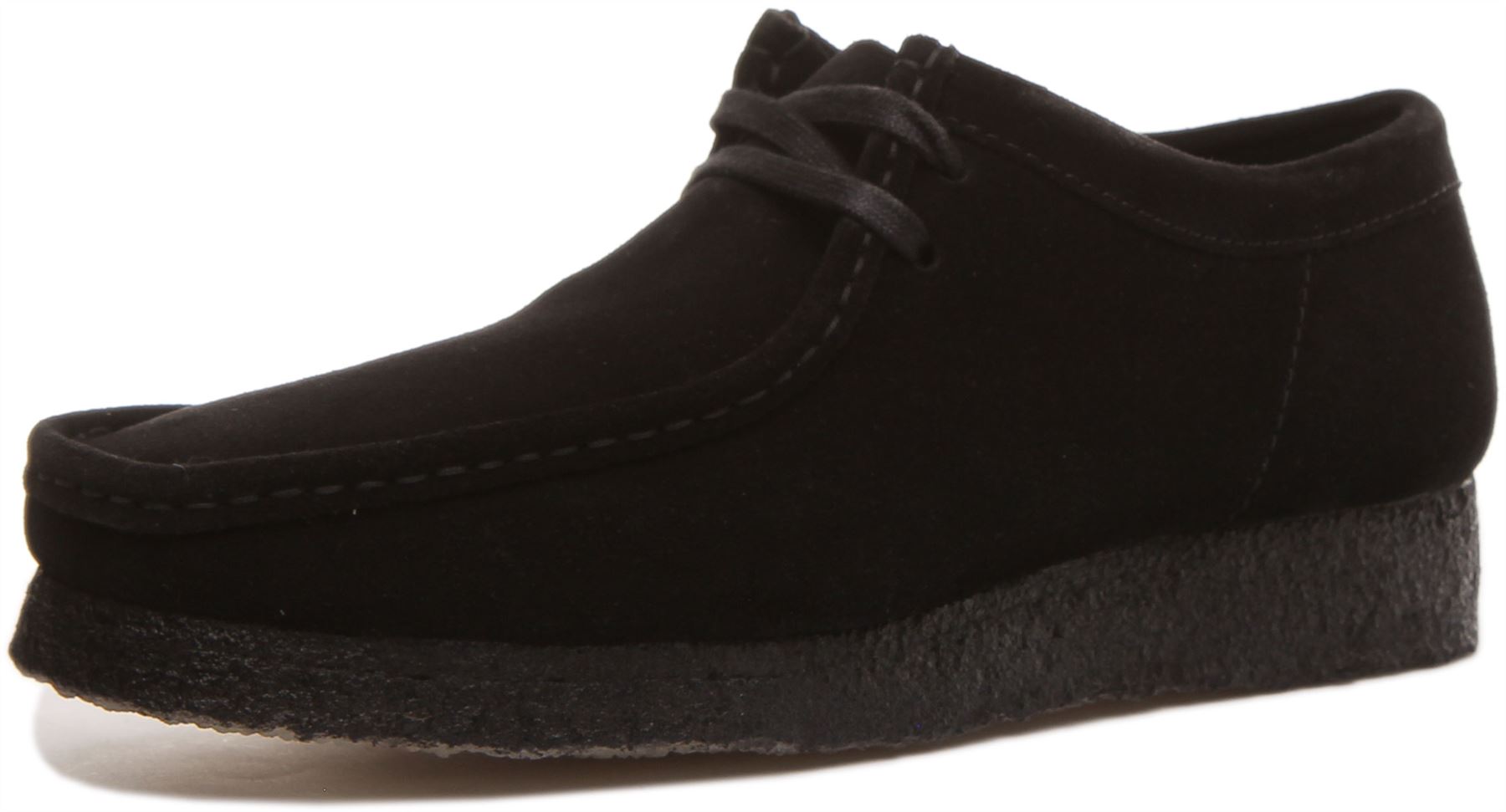 Clarks Mens Originals Wallabee In Black Suede Two Eyelet Shoe Size