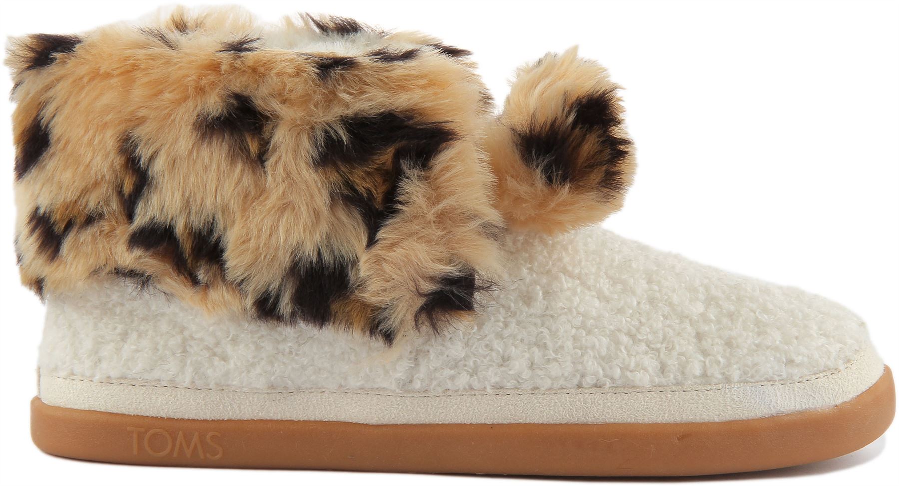 Toms Celeste Blackl Cozy Fur Lined Leopard Pom Pom Warm Boot Size UK 3 - 8 - Picture 9 of 13