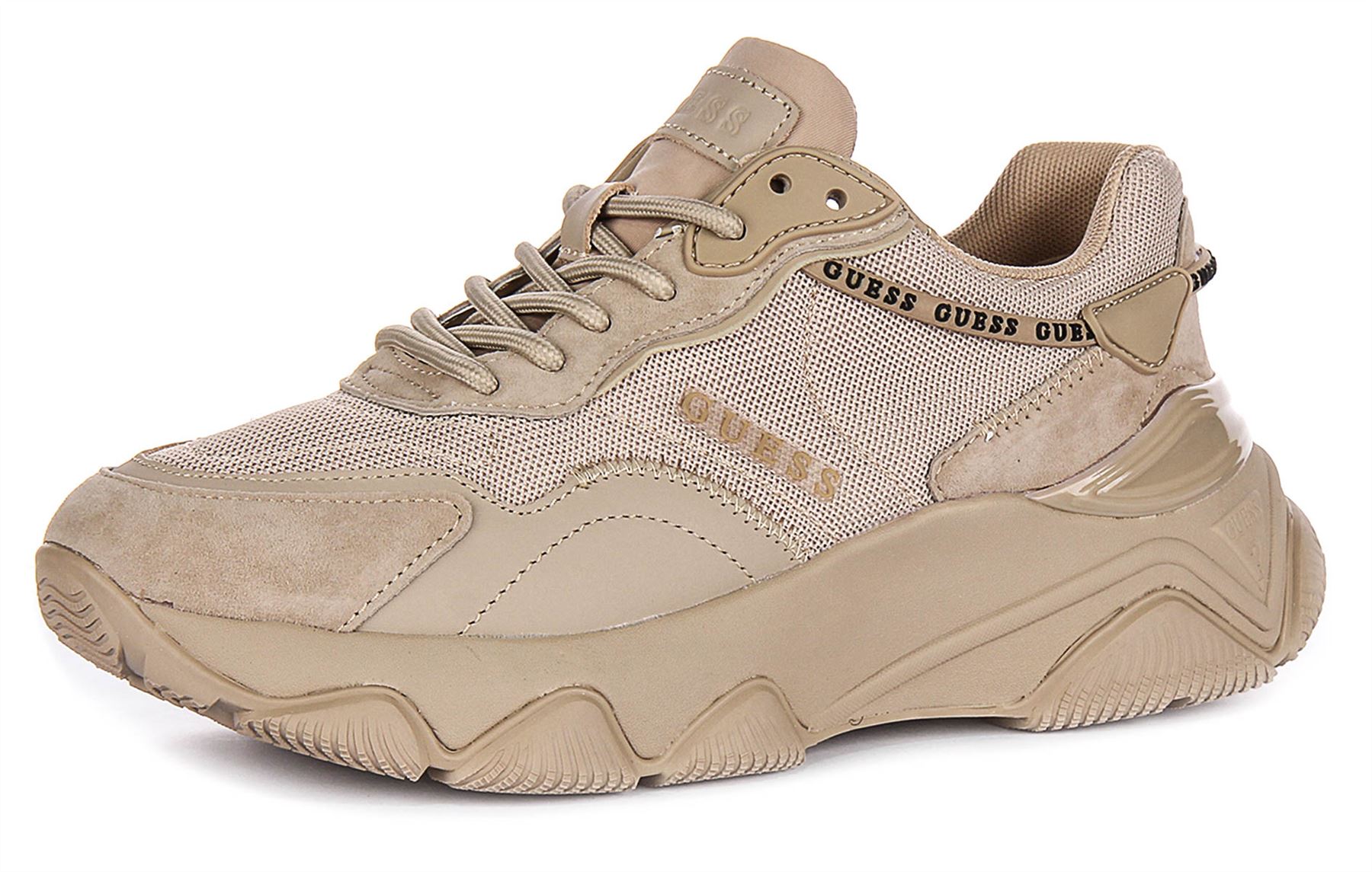 Guess Lace Up Micola Mixed Leather Running Womens Sneakers 