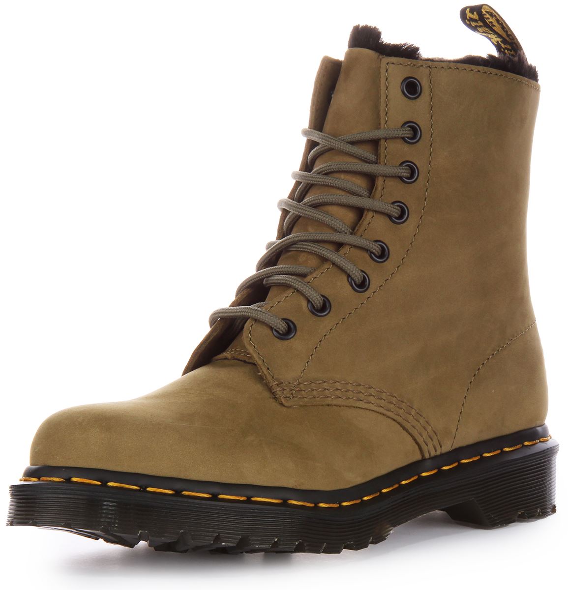 DR MARTENS 1460 Serena Forrado Cuero Tobillo Mujer Botas En Verde Oliva GB 3-8 - Imagen 25 de 25
