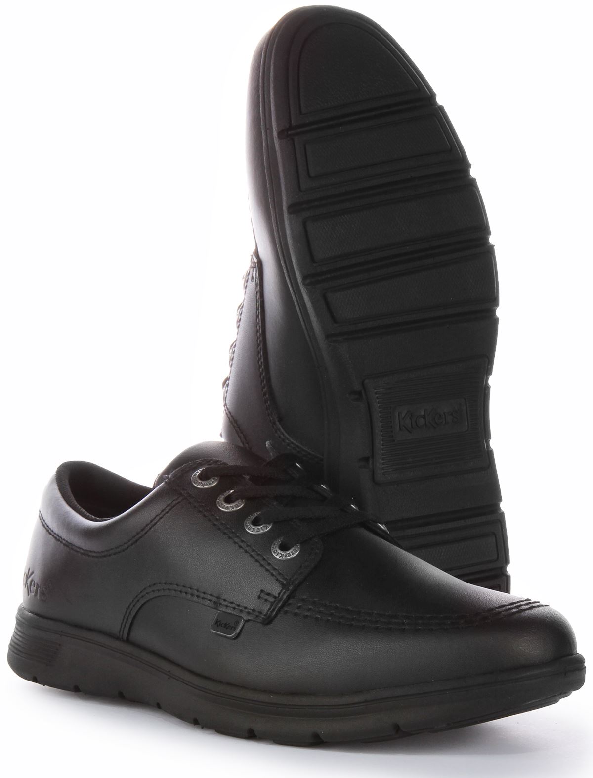 Kickers Kelland Lace Lo 4 Eye Lace Up Leather Shoe Black Juniour Size US 4 - 7 - Picture 6 of 7