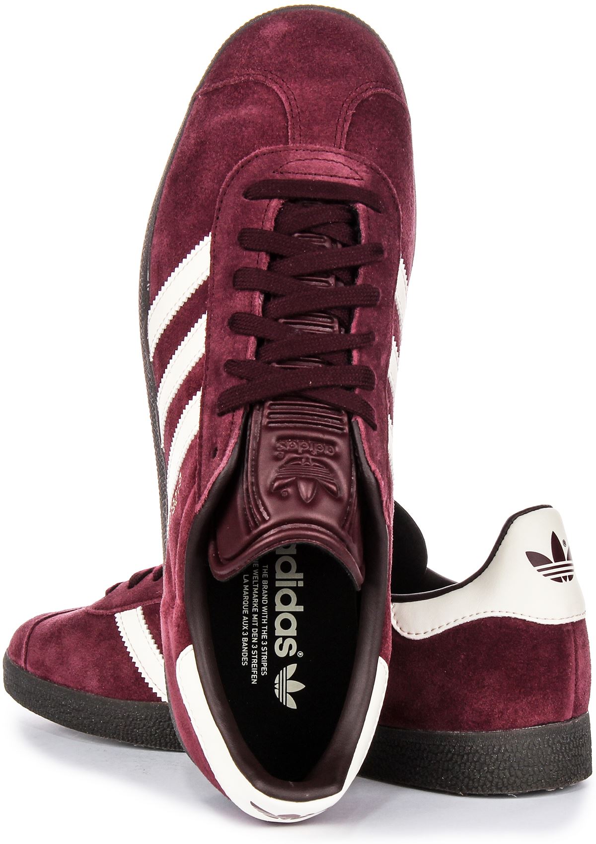 Adidas Gazelle 3 Stripes Retro 70s Suede Mens Trainer In Maroon UK 6 - 12 |  eBay