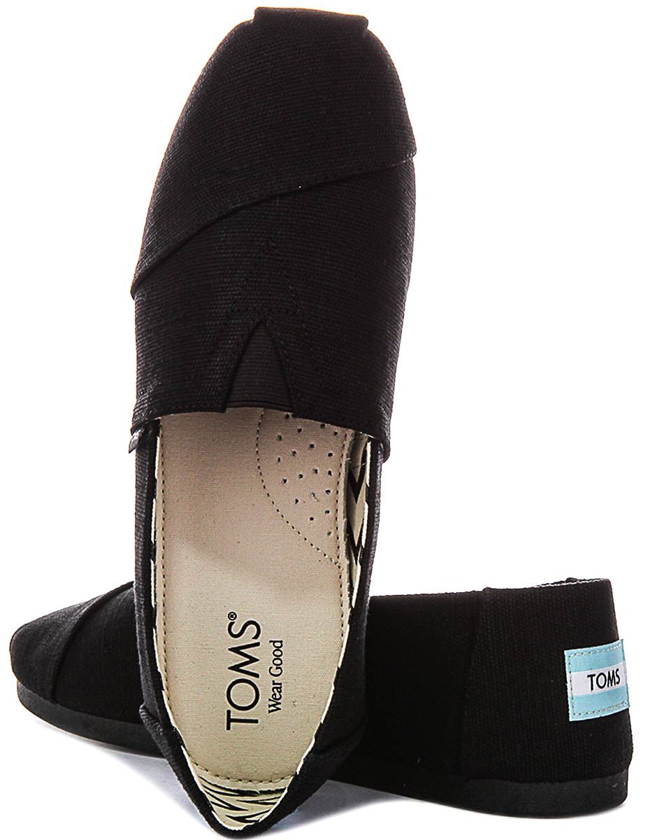 Toms Alpargata Classic Canvas Slip On Trainer para hombre en negro EU 39-46