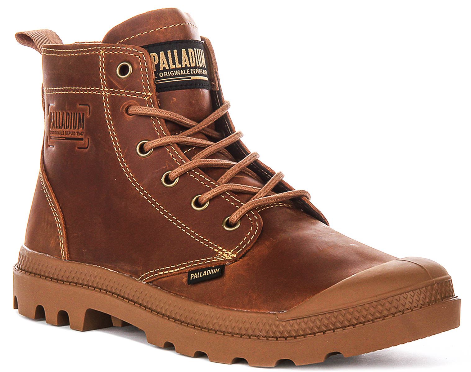 Palladium Pampa Zip Lace Up Contrast Mens Ankle Boots In Brown UK 4 - 12