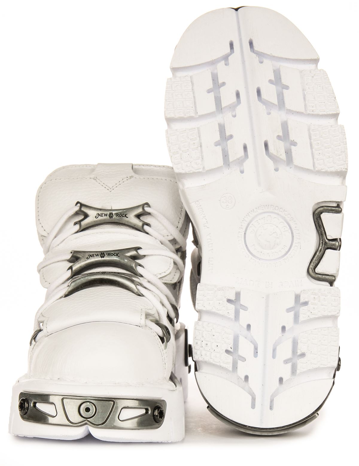 Newrock Reactor Leather Lace Up Platform Womeans Sneakers In White US 6- 13 - Picture 12 of 13
