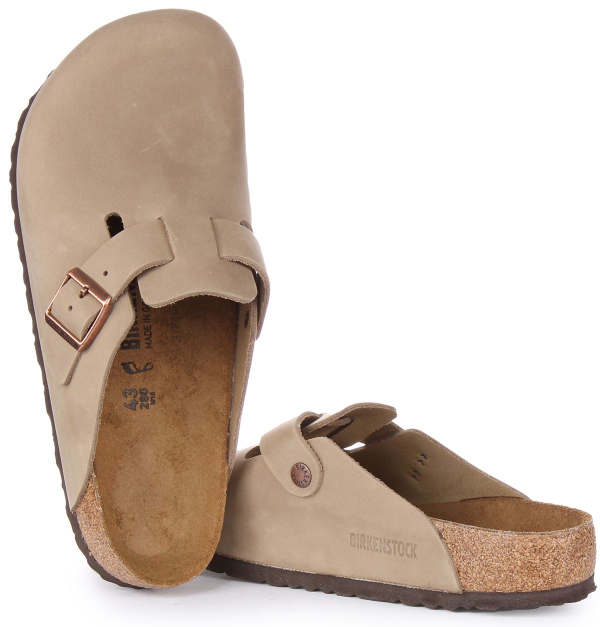 BIRKENSTOCK Boston BS Hebilla Nat Corcho Zuecos Unisex Sandalia Tabaco GB 3-7 - Imagen 10 de 12