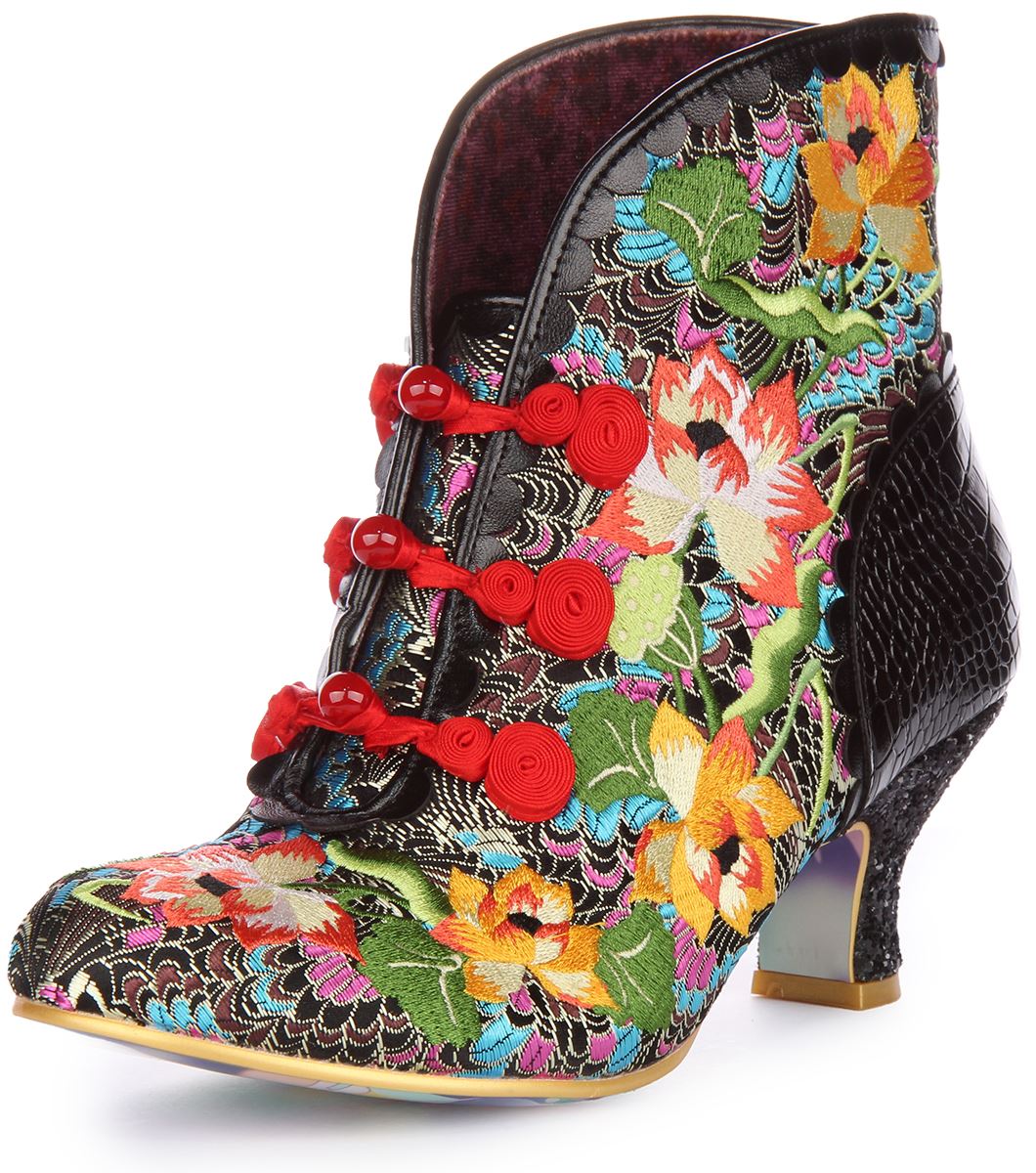 Irregular Choice Lotusfresser Schwarz Heftige Blumen Stiefeletten Größe US 5 - 11 - Bild 7 von 13