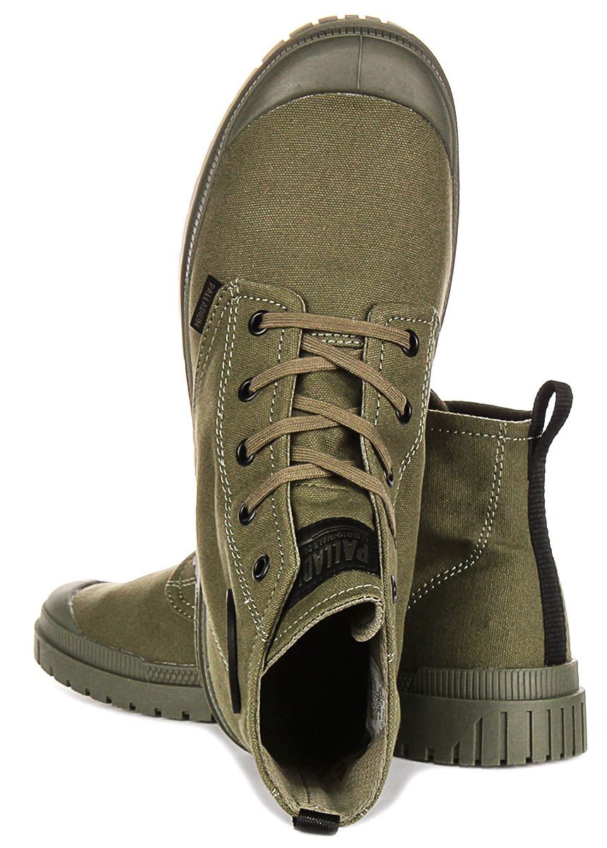 Palladium Pampa Sp20 Hi Trimmed Vegan Sports Mens Boot In Olive UK 4 - 12