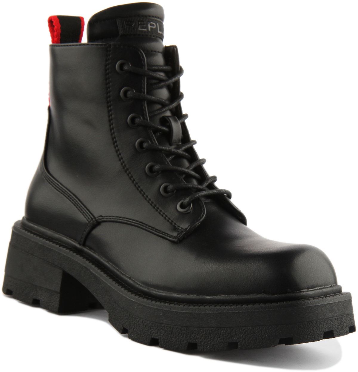 Повтор матча Westway Damenstiefel schwarz Plateau с логотипом hinten vegan Größe в Великобритании 3 8
