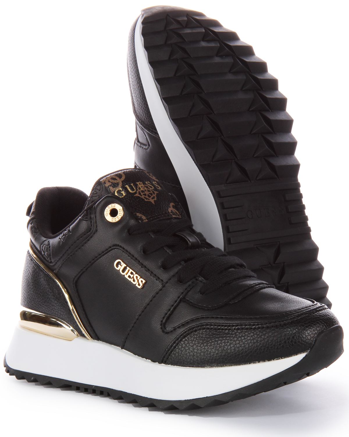 Guess Fl8Ddyele12 Kaddy Leder Schnürtrainer in Weißgold Damen UK 3 - 8 - Bild 6 von 13