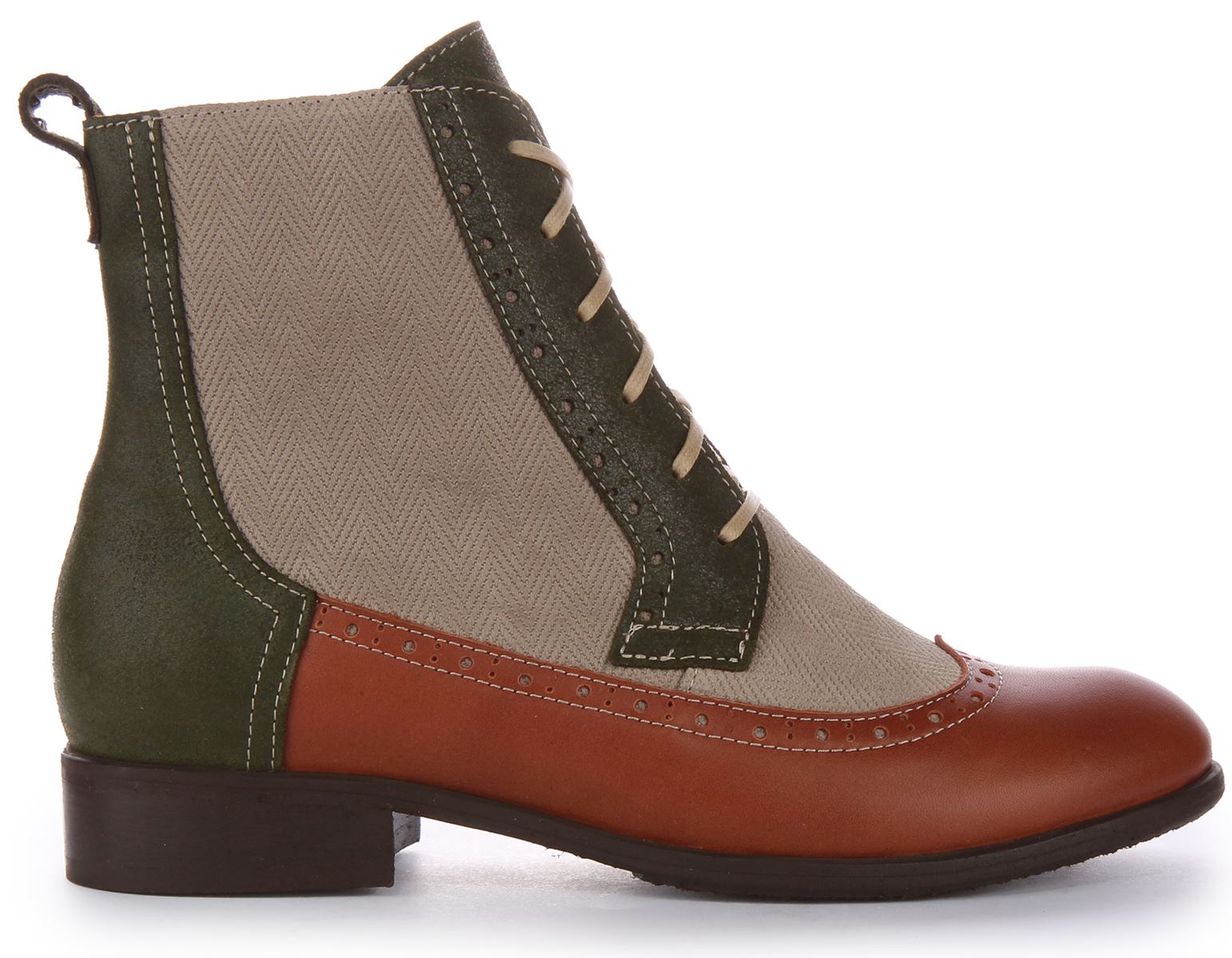 Justinreess England Tweed Zip Ankle Boot Beige Tan Womens UK 3 - 8 - Picture 8 of 12