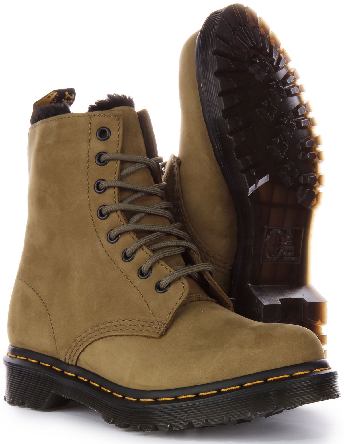DR MARTENS 1460 Serena Forrado Cuero Tobillo Mujer Botas En Verde Oliva GB 3-8 - Imagen 24 de 25
