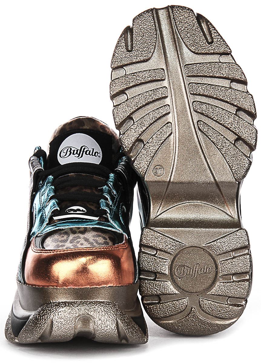 Buffalo Classics Lace Up Vegan Platform Womens Trainers In Multi