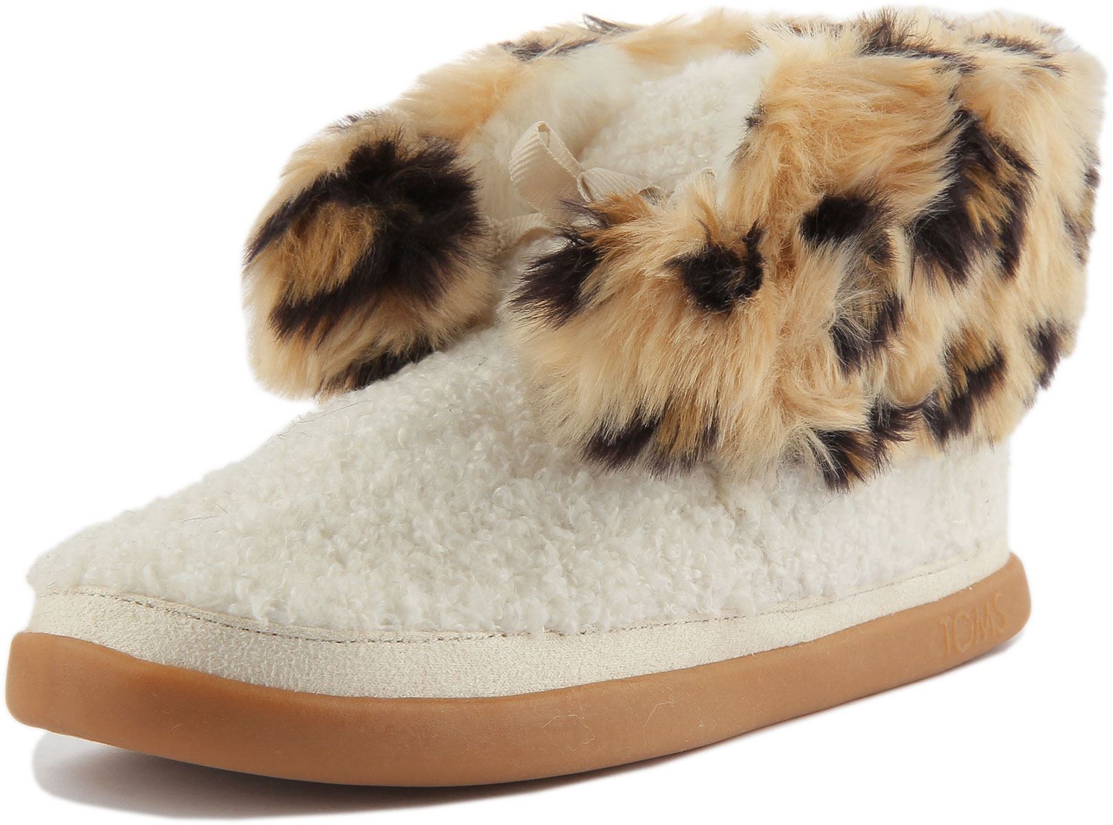 Toms Celeste Blackl Cozy Fur Lined Leopard Pom Pom Warm Boot Size UK 3 - 8 - Picture 12 of 13