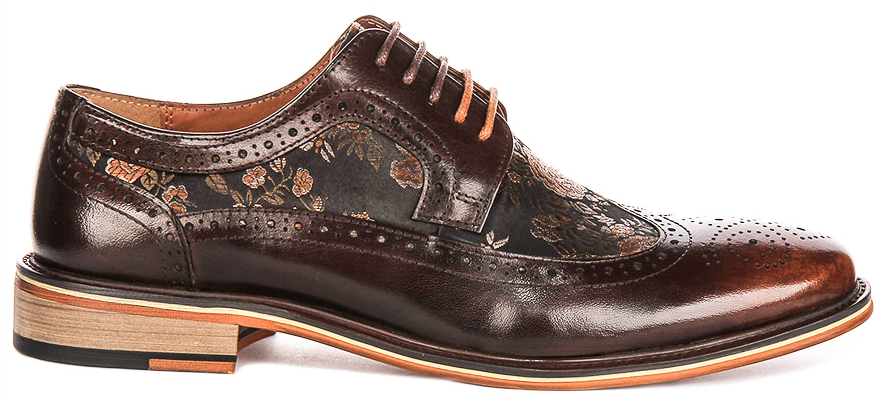 Justin Reess England Mens Leather Lace Up Premium Brogue Black Shoes US 7-15 - Picture 15 of 37