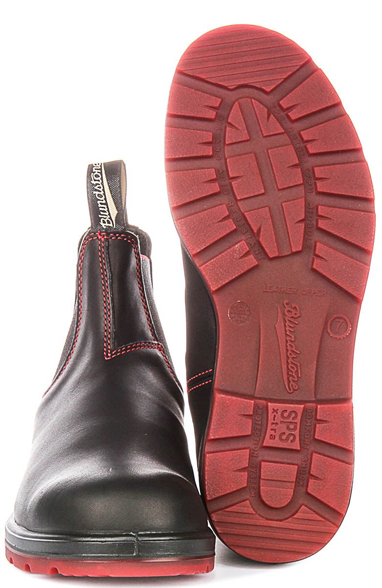 Blundstone 2342 Elastic Lug Chelsea Leather Mens Boot Black Red UK 7 - 12