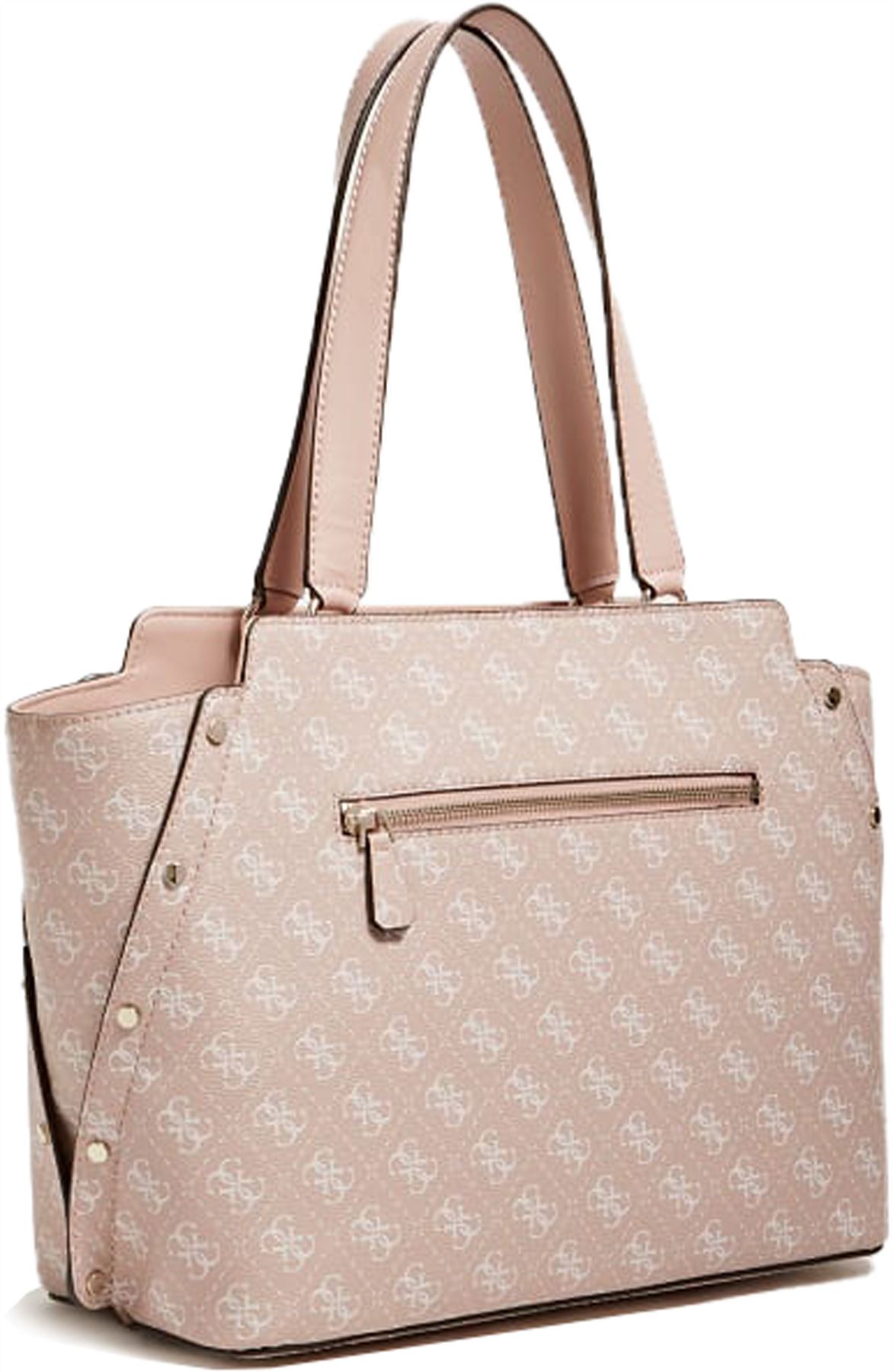 GUESS Tyren Girlfriend Carryall Shoulder Bag - Faux Leather, Coal Black, Gold Hardware